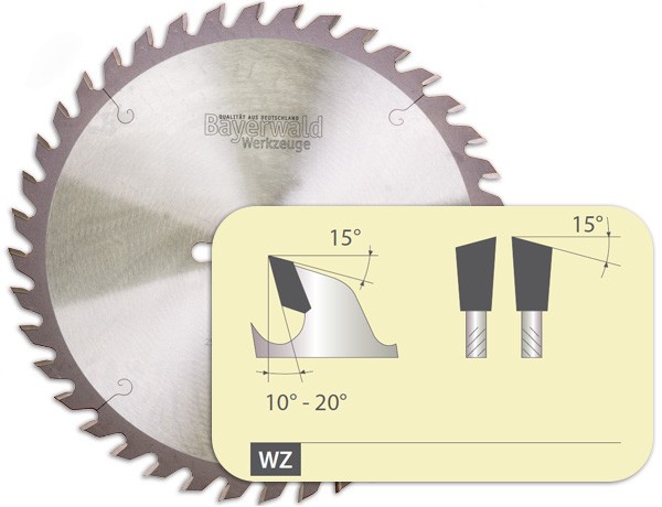 Zahnform - HM Tischkreissägeblatt - 250 mm x 3,2 mm x 30 mm | Z=30 QW